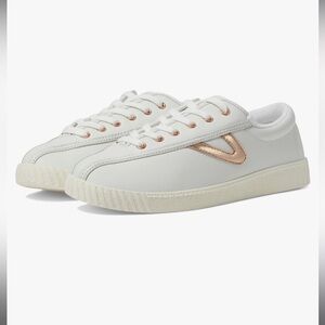 Tretorn Women's White and Rose Gold Sneakers